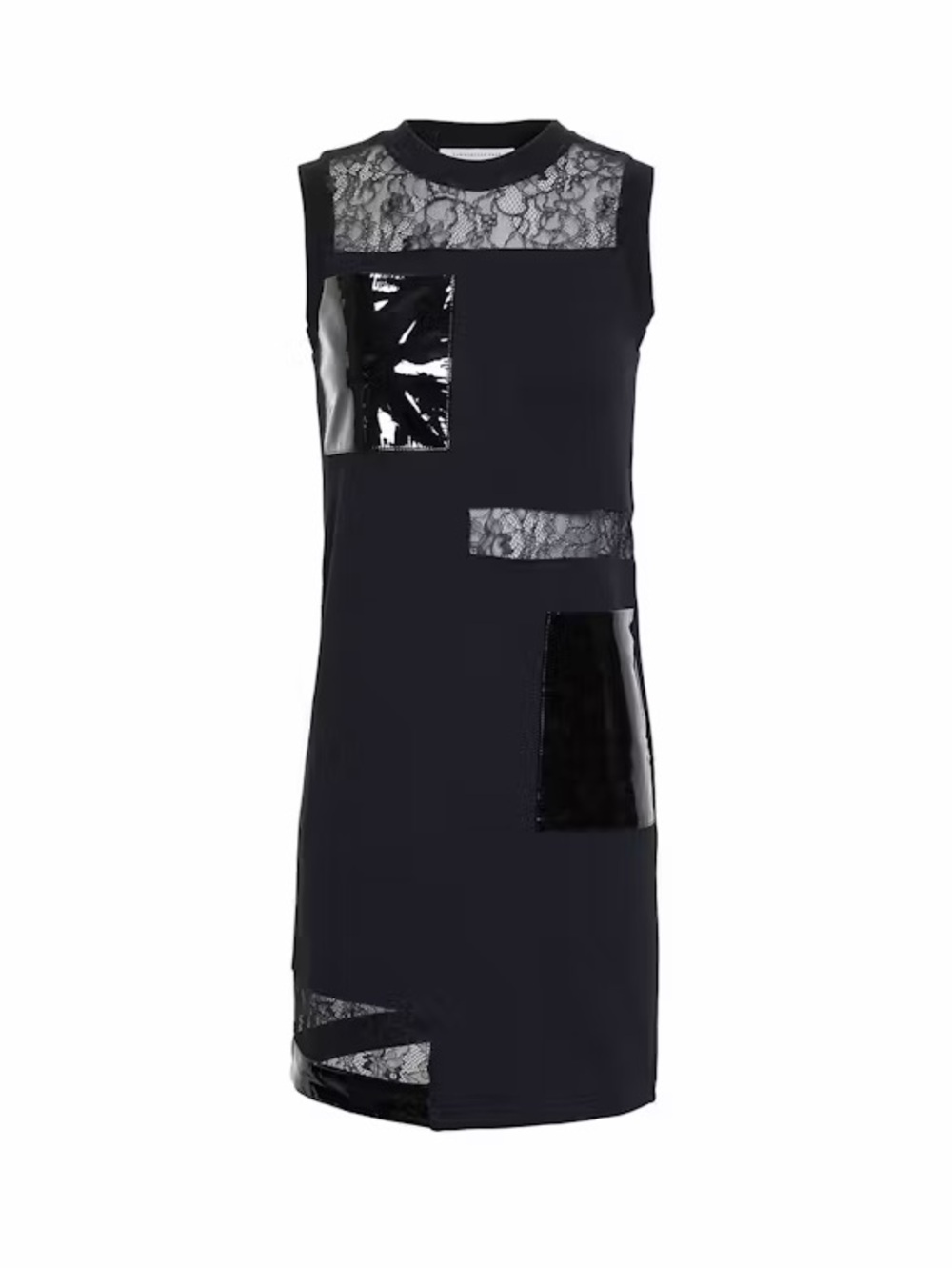 Christopher Kane Lace & Patent Leather Black Sheath Dress Size S